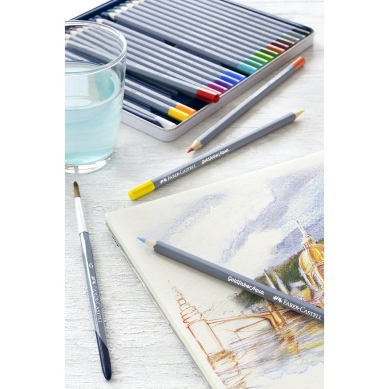Faber-Castell crayons de couleur aquarelle GOLDFABER, 24 pièces, étui métallique